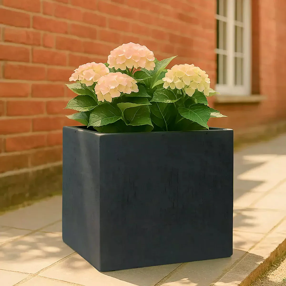 IDEALIST Lite Contemporary Flower Box Square Garden Planter, Faux Lead Light Concrete Outdoor Large Plant Pot H60 L60 W60 cm, 195L - Image 2