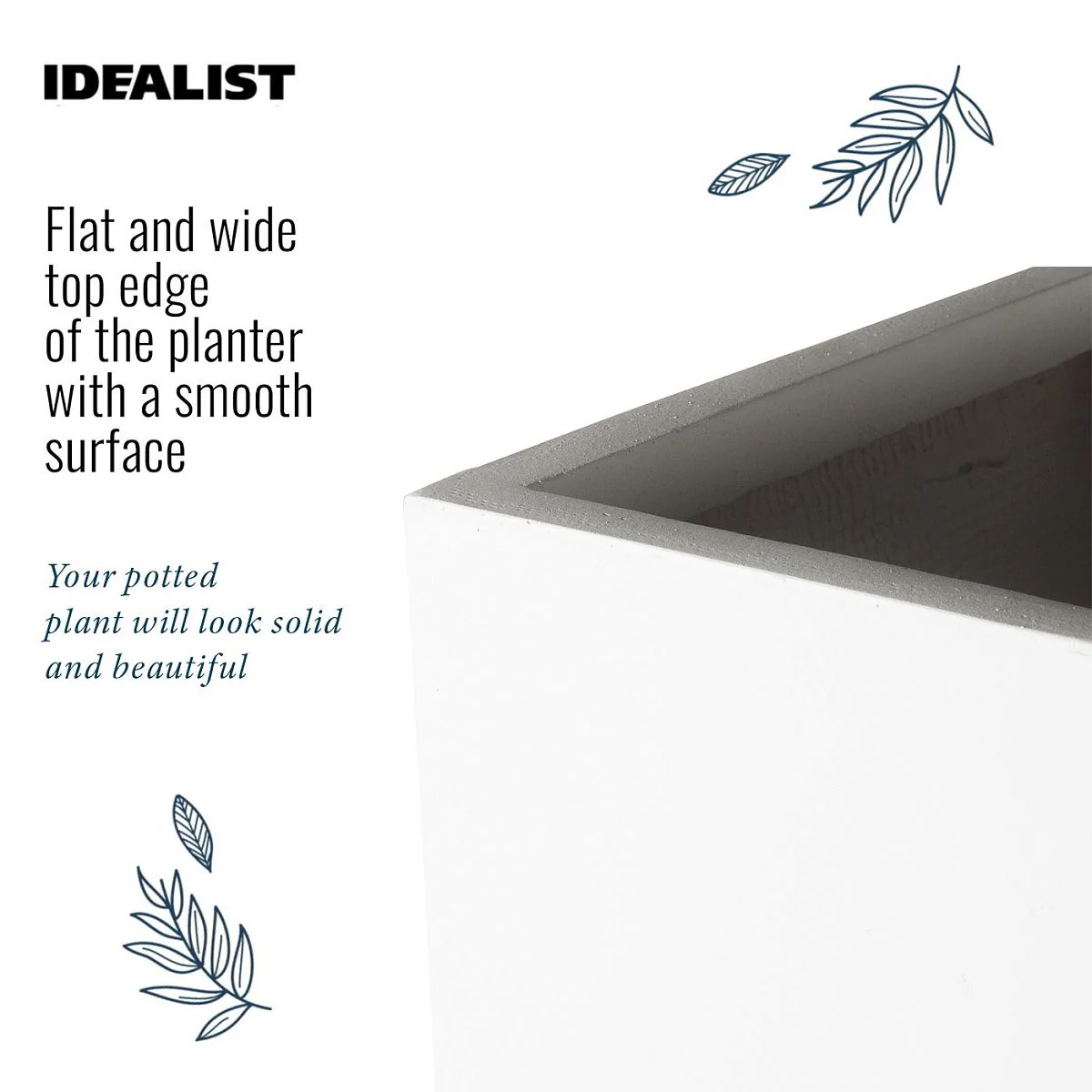 IDEALIST Lite Contemporary Trough Garden Planter, Light Concrete Outdoor Large Plant Pot H51.5 L100 W36 cm, 185L - Image 6